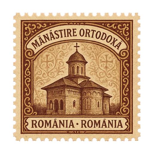Ilustrație tip timbru: Mănăstirea Mare a Meteora