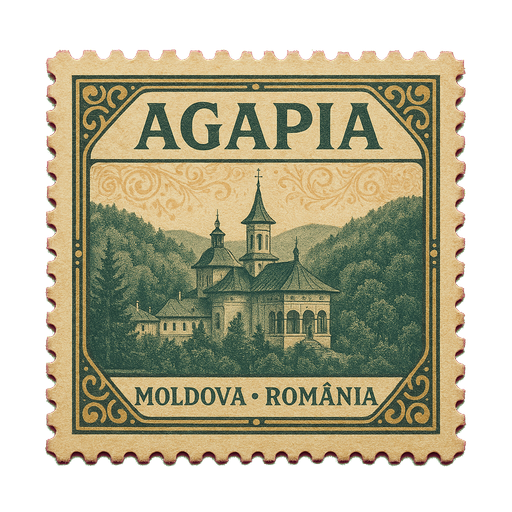 Ilustrație tip timbru: Mănăstirea Agapia