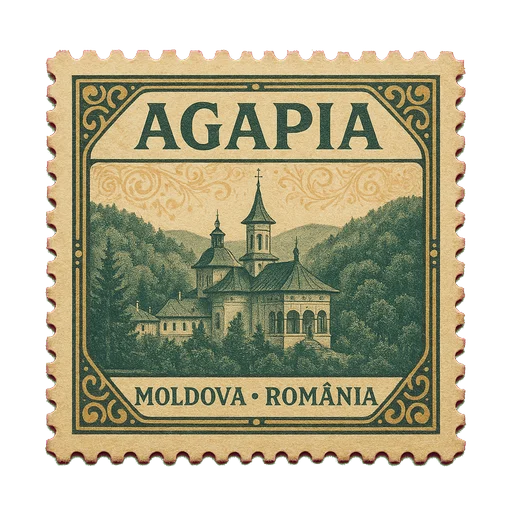 Ilustrație tip timbru: Mănăstirea Agapia