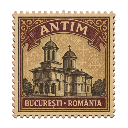 Ilustrație tip timbru: Mănăstirea Antim