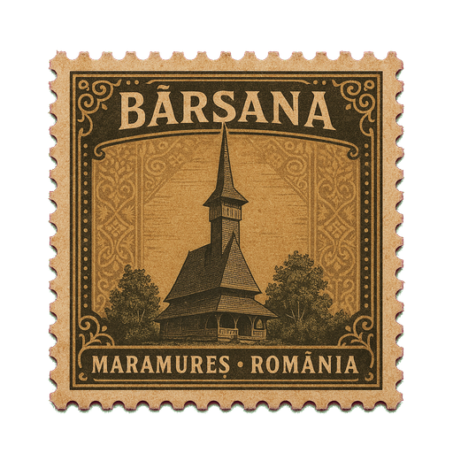 Ilustrație tip timbru: Mănăstirea Bârsana