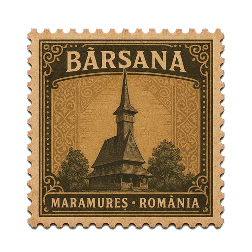 Ilustrație tip timbru: Mănăstirea Bârsana