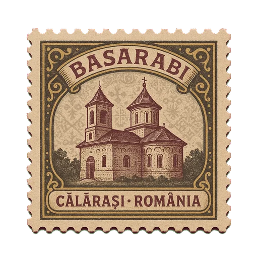 Ilustrație tip timbru: Mănăstirea Basarabi