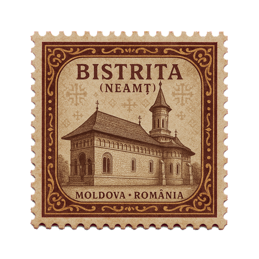 Ilustrație tip timbru: Mănăstirea Bistrița (Neamț)