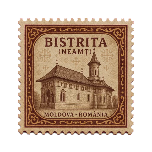 Ilustrație tip timbru: Mănăstirea Bistrița (Neamț)