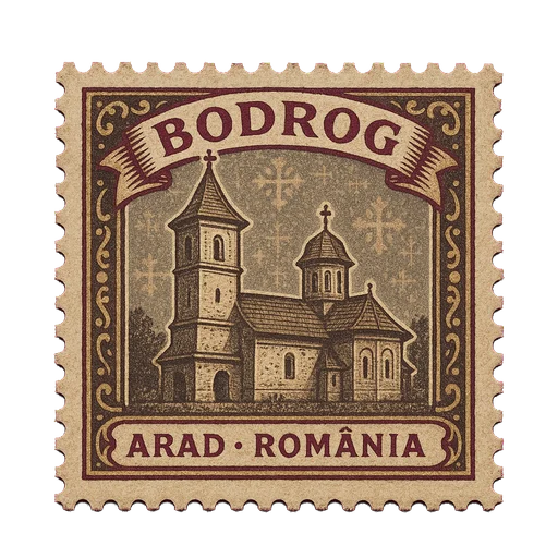 Ilustrație tip timbru: Mănăstirea Bodrog