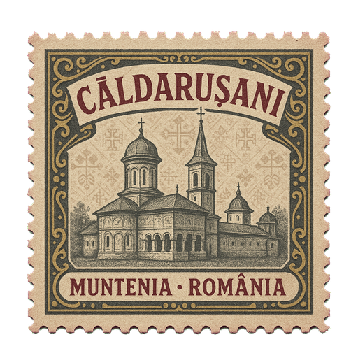 Ilustrație tip timbru: Mănăstirea Căldărușani