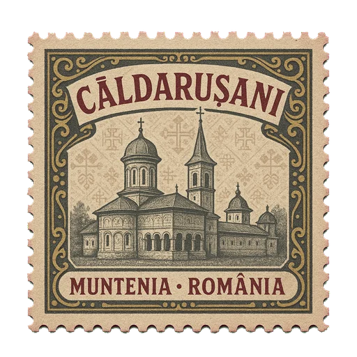 Ilustrație tip timbru: Mănăstirea Căldărușani