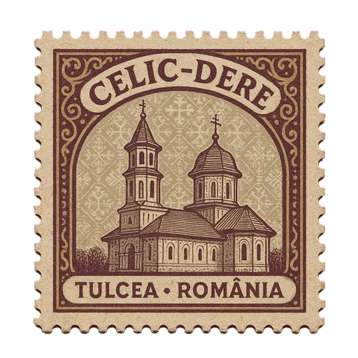 Ilustrație tip timbru: Mănăstirea Celic-Dere