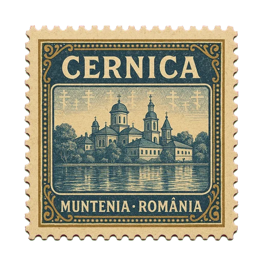 Ilustrație tip timbru: Mănăstirea Cernica