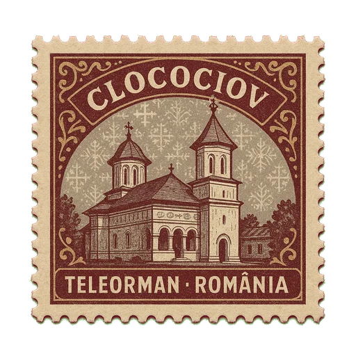 Ilustrație tip timbru: Mănăstirea Clocociov