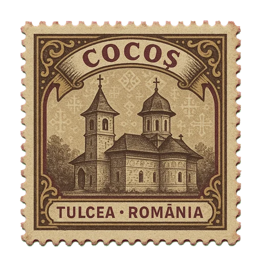Ilustrație tip timbru: Mănăstirea Cocoș