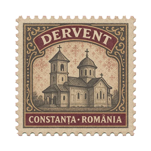 Ilustrație tip timbru: Mănăstirea Dervent