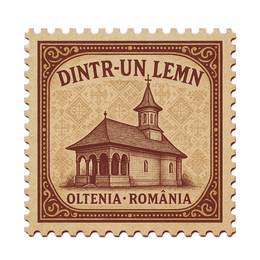 Ilustrație tip timbru: Mănăstirea Dintr-un Lemn