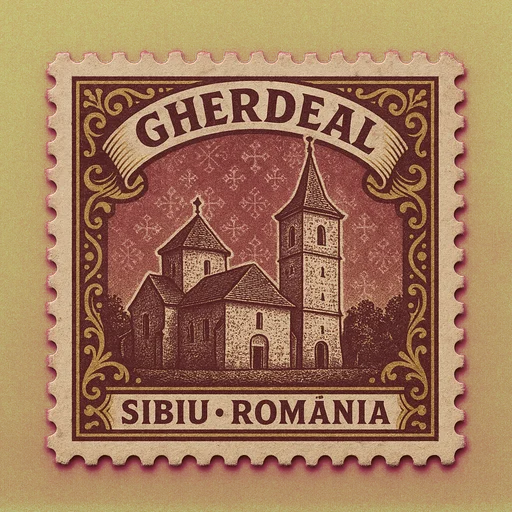 Ilustrație tip timbru: Mănăstirea Gherdeal