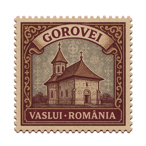 Ilustrație tip timbru: Mănăstirea Gorovei