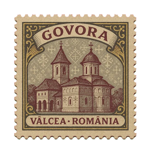 Ilustrație tip timbru: Mănăstirea Govora