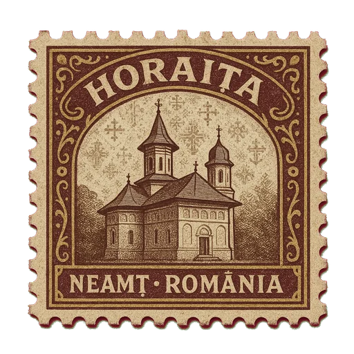 Ilustrație tip timbru: Mănăstirea Horaița