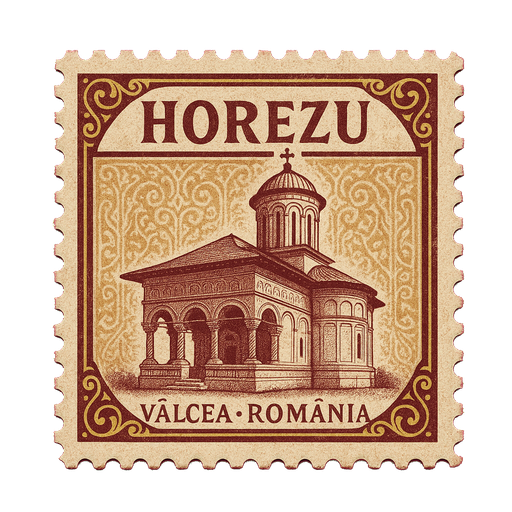 Ilustrație tip timbru: Mănăstirea Horezu