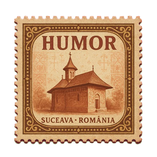 Ilustrație tip timbru: Mănăstirea Humor