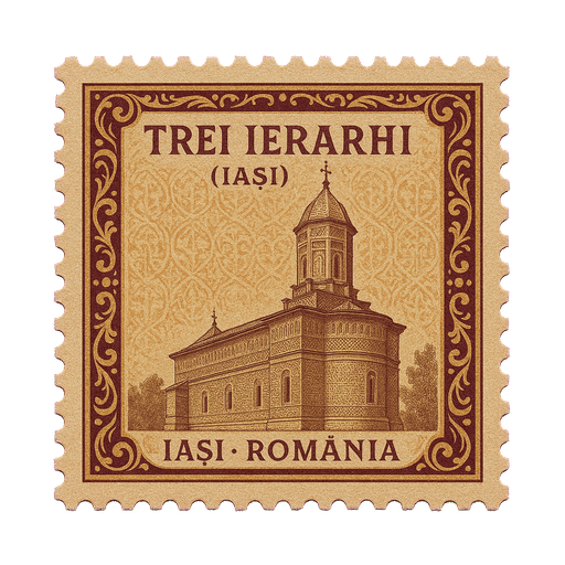 Ilustrație tip timbru: Trei Ierarhi (Iași)