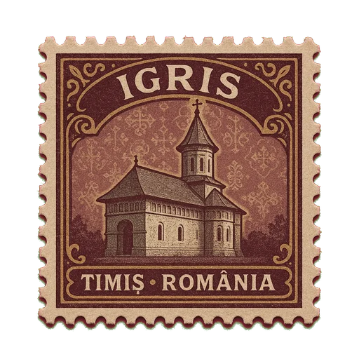 Ilustrație tip timbru: Mănăstirea Igris