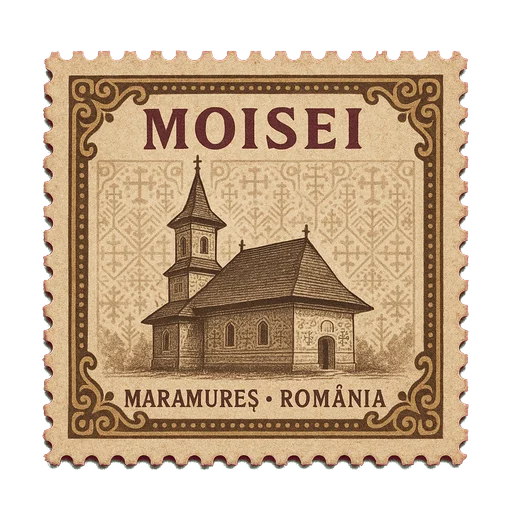 Ilustrație tip timbru: Mănăstirea Moisei