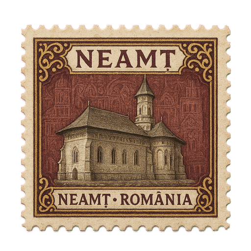 Ilustrație tip timbru: Mănăstirea Neamț