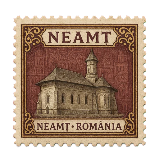 Ilustrație tip timbru: Mănăstirea Neamț