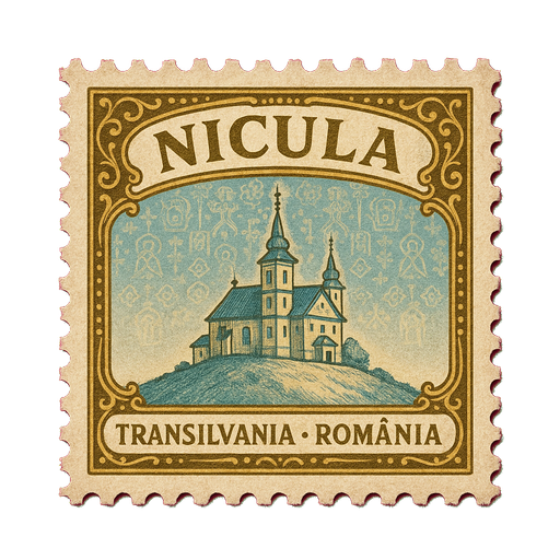 Ilustrație tip timbru: Mănăstirea Nicula