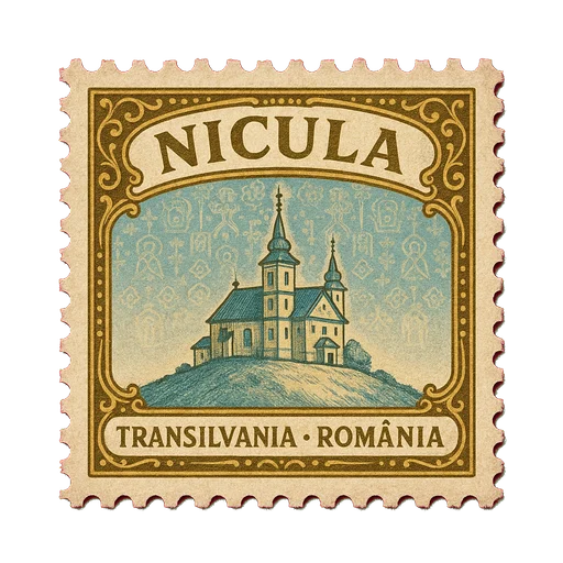 Ilustrație tip timbru: Mănăstirea Nicula