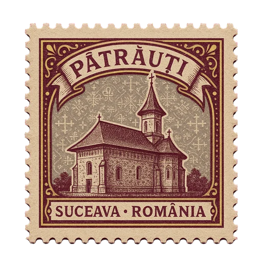 Ilustrație tip timbru: Mănăstirea Pătrăuți