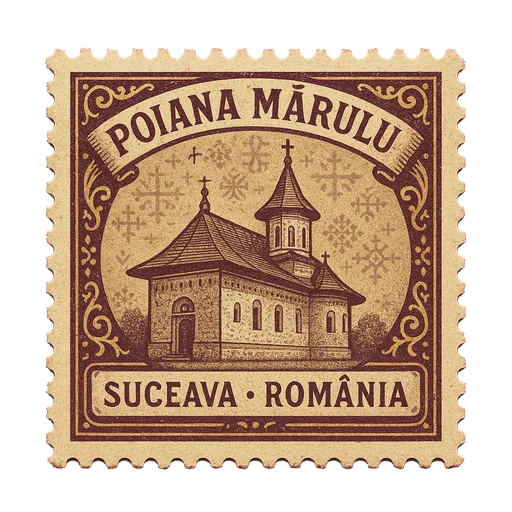 Ilustrație tip timbru: Mănăstirea Poiana Mărului