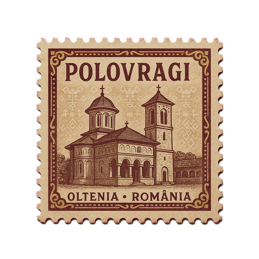Ilustrație tip timbru: Mănăstirea Polovragi