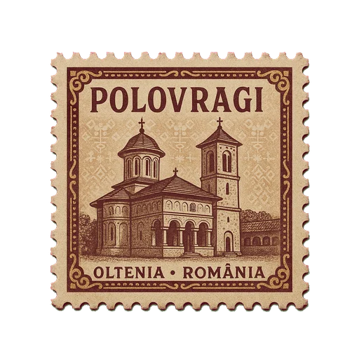 Ilustrație tip timbru: Mănăstirea Polovragi