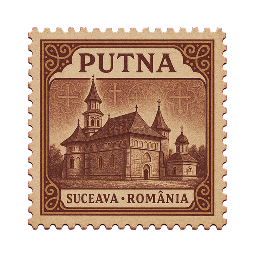 Ilustrație tip timbru: Mănăstirea Putna