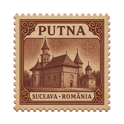 Ilustrație tip timbru: Mănăstirea Putna