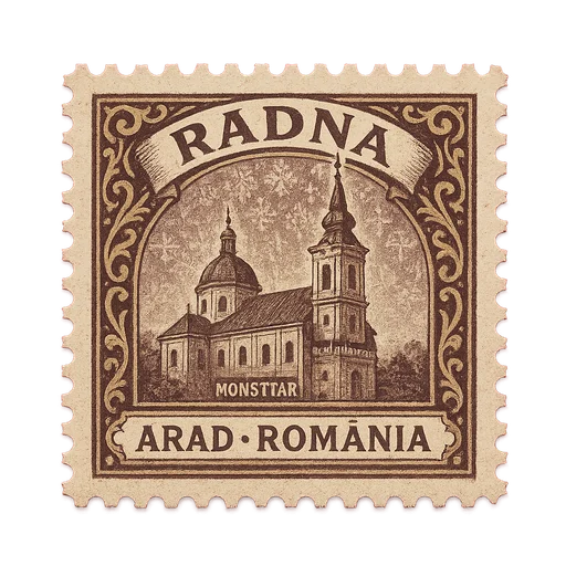 Ilustrație tip timbru: Mănăstirea Radna