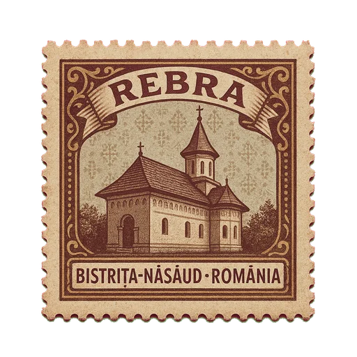 Ilustrație tip timbru: Mănăstirea Rebra