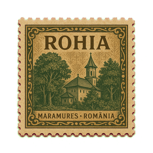 Ilustrație tip timbru: Mănăstirea Rohia