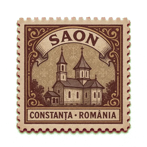 Ilustrație tip timbru: Mănăstirea Saon