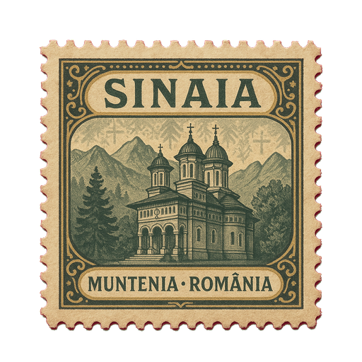 Ilustrație tip timbru: Mănăstirea Sinaia