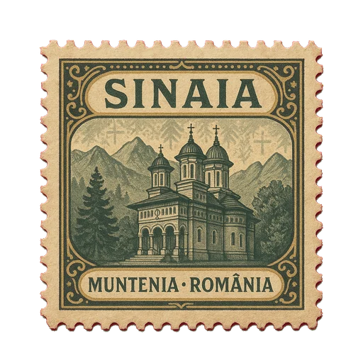 Ilustrație tip timbru: Mănăstirea Sinaia