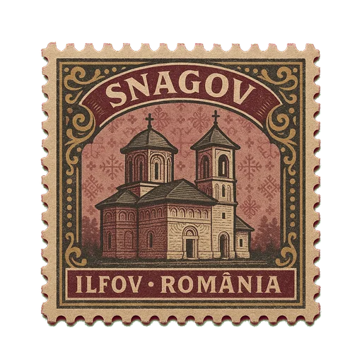 Ilustrație tip timbru: Mănăstirea Snagov