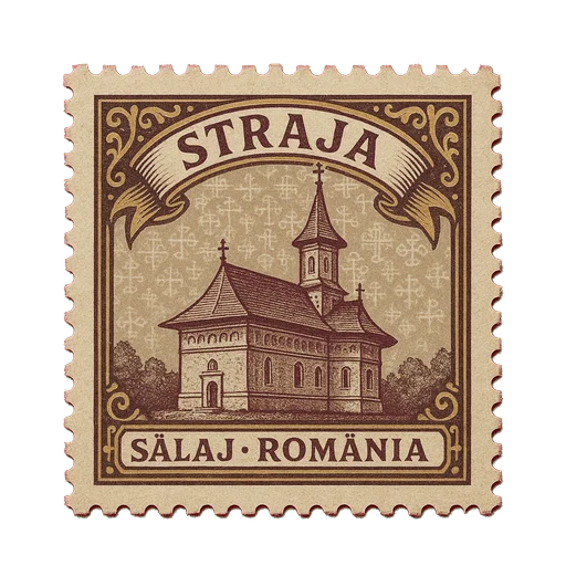 Ilustrație tip timbru: Mănăstirea Straja