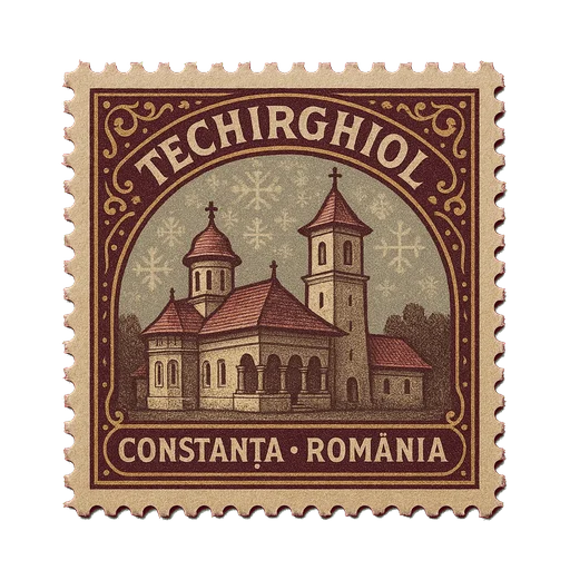 Ilustrație tip timbru: Mănăstirea Techirghiol