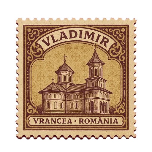 Ilustrație tip timbru: Mănăstirea Vladimirești